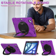 For iPad Air 13 2024 / Air 13 2025 Silicone Hybrid PC Tablet Case with Holder & Shoulder Strap(Purple)