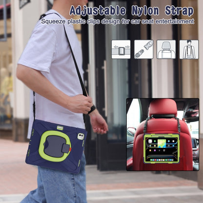For iPad Pro 13 2024 Silicone Hybrid PC Tablet Case with Holder & Shoulder Strap(Navy Blue Lime) - free shipping - PMC Jewellery - Order now!