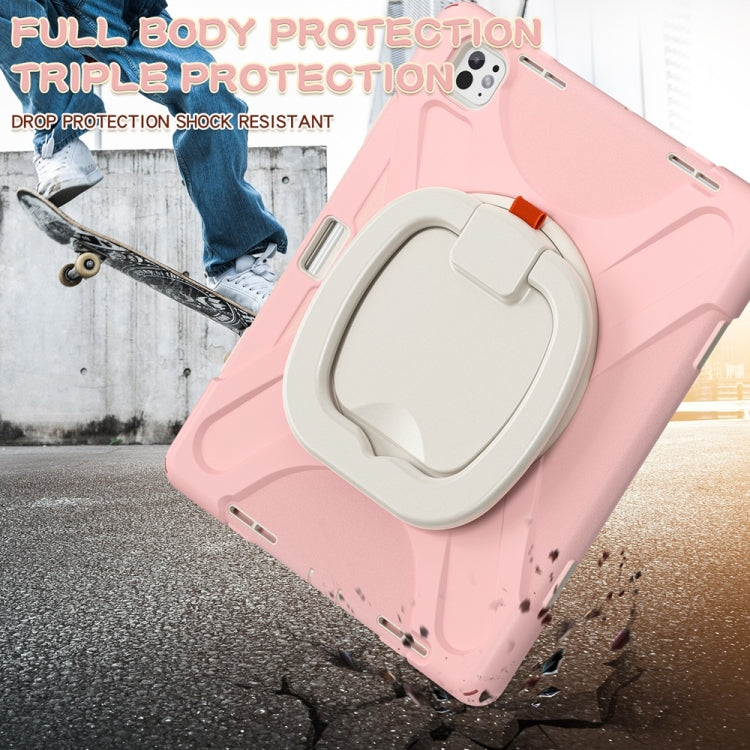 For iPad Pro 13 2024 Silicone Hybrid PC Tablet Case with Holder & Shoulder Strap(Cherry Blossom Pink) - free shipping - PMC Jewellery - Order now!