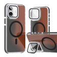 For iPhone 16 MagSafe Gradient Color Lens Film Phone Case with Lens Fold Holder(Black) - iPhone 16 Cases by PMC TechLife | Online Shopping South Africa | PMC TechLife | Buy Now Pay Later Mobicred