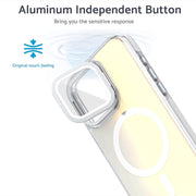 For iPhone 16 MagSafe Gradient Color Lens Film Phone Case with Lens Fold Holder(White)