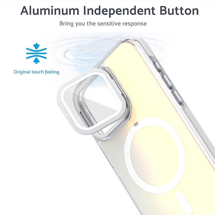 For iPhone 16 Pro MagSafe Gradient Color Lens Film Phone Case with Lens Fold Holder(Orange) - iPhone 16 Pro Cases by PMC TechLife | Online Shopping South Africa | PMC TechLife | Buy Now Pay Later Mobicred