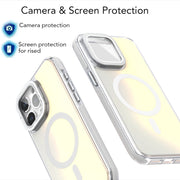 For iPhone 16 Pro MagSafe Gradient Color Lens Film Phone Case with Lens Fold Holder(Purple)