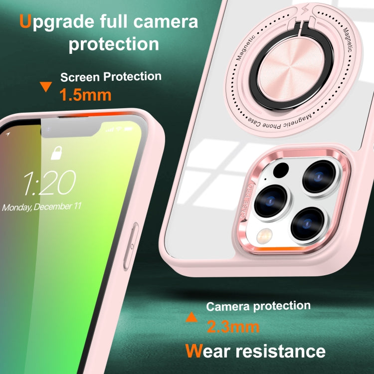 For iPhone 16 Pro Max Magnetic Rotating Ring Holder Phone Case(Pink) - iPhone 16 Pro Max Cases by PMC TechLife | Online Shopping South Africa | PMC TechLife | Buy Now Pay Later Mobicred