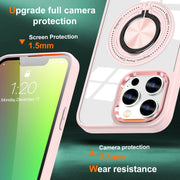 For iPhone 16 Pro Max Magnetic Rotating Ring Holder Phone Case(Pink)