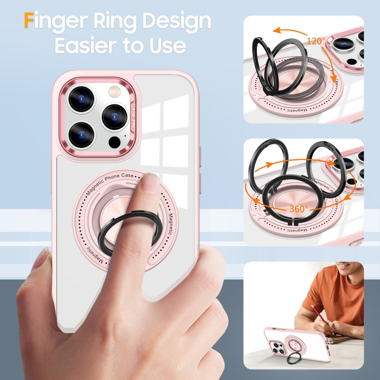 For iPhone 16 Pro Max Magnetic Rotating Ring Holder Phone Case(Pink) - iPhone 16 Pro Max Cases by PMC TechLife | Online Shopping South Africa | PMC TechLife | Buy Now Pay Later Mobicred
