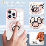 For iPhone 16 Pro Max Magnetic Rotating Ring Holder Phone Case(Pink)