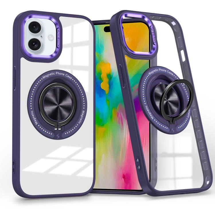 For iPhone 16 Magnetic Rotating Ring Holder Phone Case(Dark Purple) - iPhone 16 Cases by PMC TechLife | Online Shopping South Africa | PMC TechLife | Buy Now Pay Later Mobicred