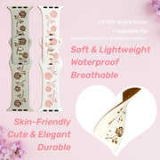 For Apple Watch SE 2023 40mm Two-color Rose Engraved Silicone Watch Band(White Purple)