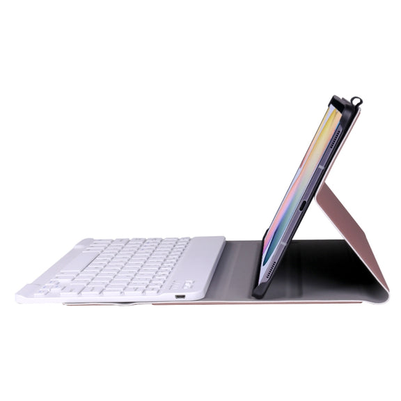 A870 For Samsung Galaxy Tab S7 T870/T875 11 inch Detachable Bluetooth Keyboard Ultrathin Horizontal Flip Leather Tablet Case with Holder & Elastic Band(Rose Gold)