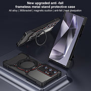 For Samsung Galaxy S24 Ultra 5G Mechanical Arm Borderless MagSafe Holder Metal Phone Case(Black Red)