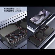 For Samsung Galaxy S24 Ultra 5G Mechanical Arm Borderless MagSafe Holder Metal Phone Case(Grey Silver)