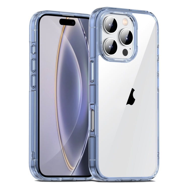 For iPhone 16 Pro PC Hybrid TPU Full Coverage Shockproof Phone Case(Transparent Blue) - free shipping - PMC TechLife - Order now!