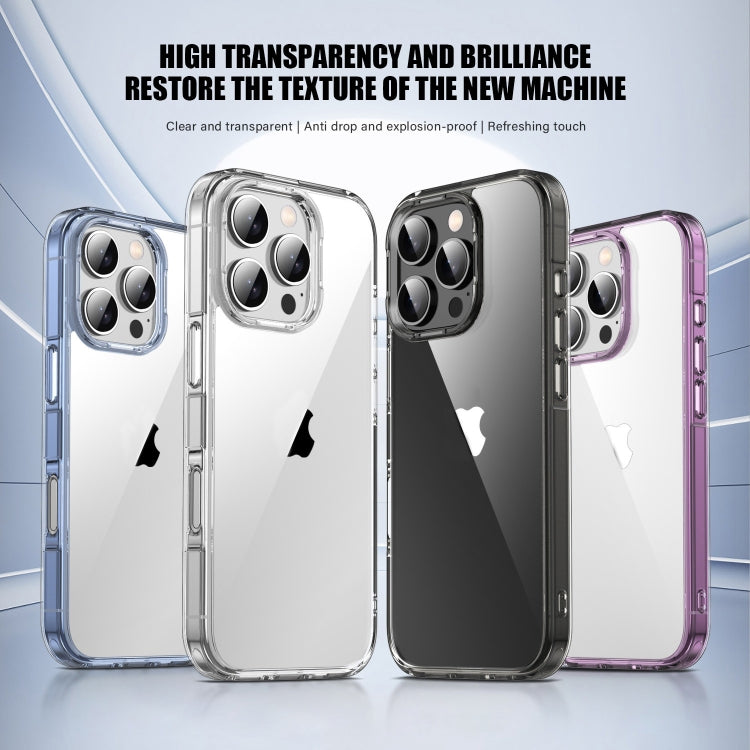 For iPhone 16 Plus PC Hybrid TPU Full Coverage Shockproof Phone Case(Transparent Purple)