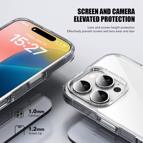 For iPhone 16 Pro Max PC Hybrid TPU Full Coverage Shockproof Phone Case(Transparent)