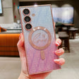 For Samsung Galaxy S25+ 5G Dual-Love Leaves Gradient Glitter MagSafe TPU Phone Case(Pink) - free shipping - PMC TechLife - Order now!