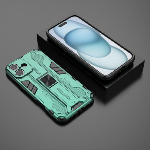 For iPhone 16 Plus Supersonic PC + TPU Holder Phone Case(Green)
