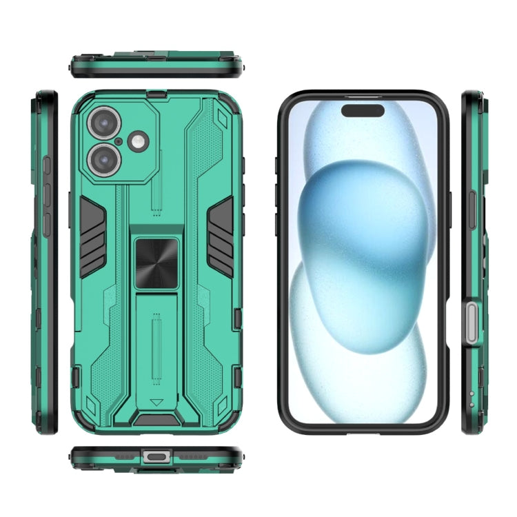 For iPhone 16 Plus Supersonic PC + TPU Holder Phone Case(Green)