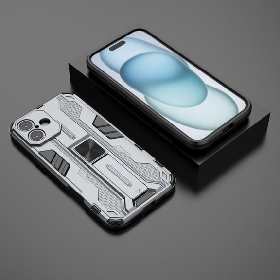 For iPhone 16 Plus Supersonic PC + TPU Holder Phone Case(Grey)