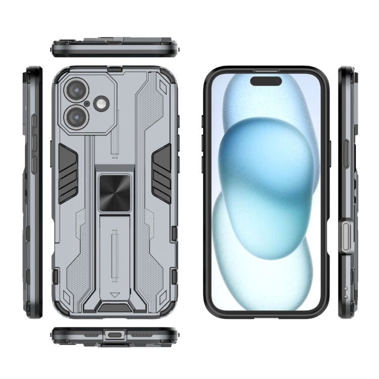 For iPhone 16 Plus Supersonic PC + TPU Holder Phone Case(Grey)