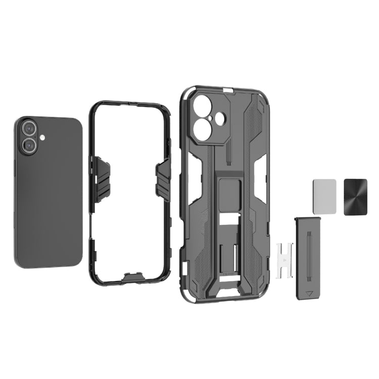 For iPhone 16 Plus Supersonic PC + TPU Holder Phone Case(Grey) - iPhone 16 Plus Cases by PMC TechLife | Online Shopping South Africa | PMC TechLife | Buy Now Pay Later Mobicred