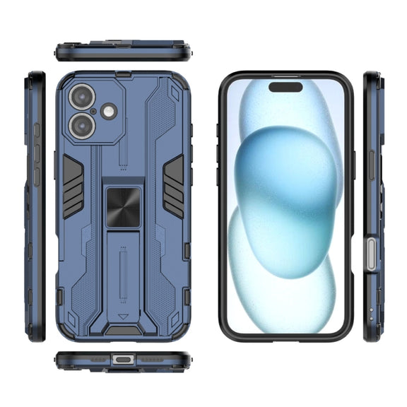 For iPhone 16 Plus Supersonic PC + TPU Holder Phone Case(Blue)