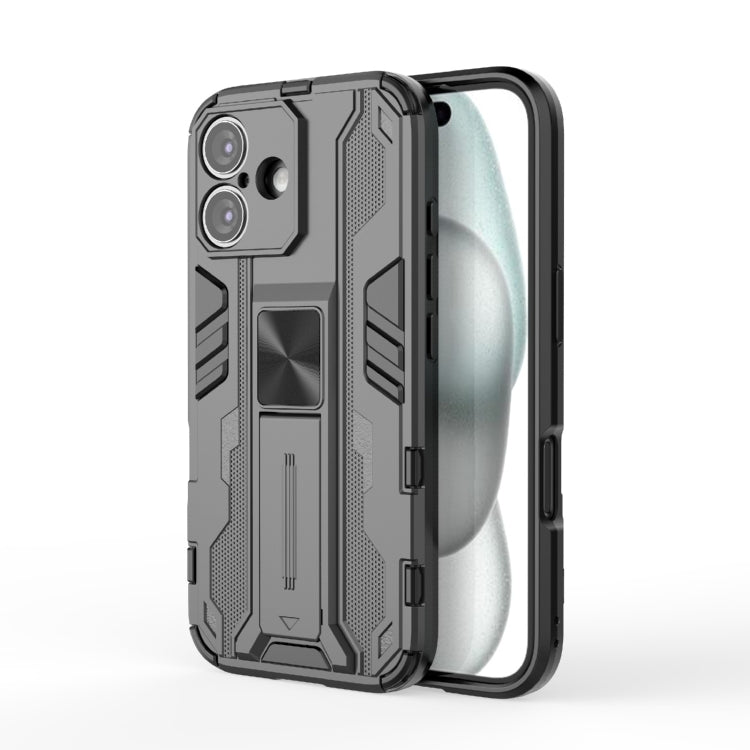 For iPhone 16 Supersonic PC + TPU Holder Phone Case(Black) - iPhone 16 Cases by PMC TechLife | Online Shopping South Africa | PMC TechLife | Buy Now Pay Later Mobicred
