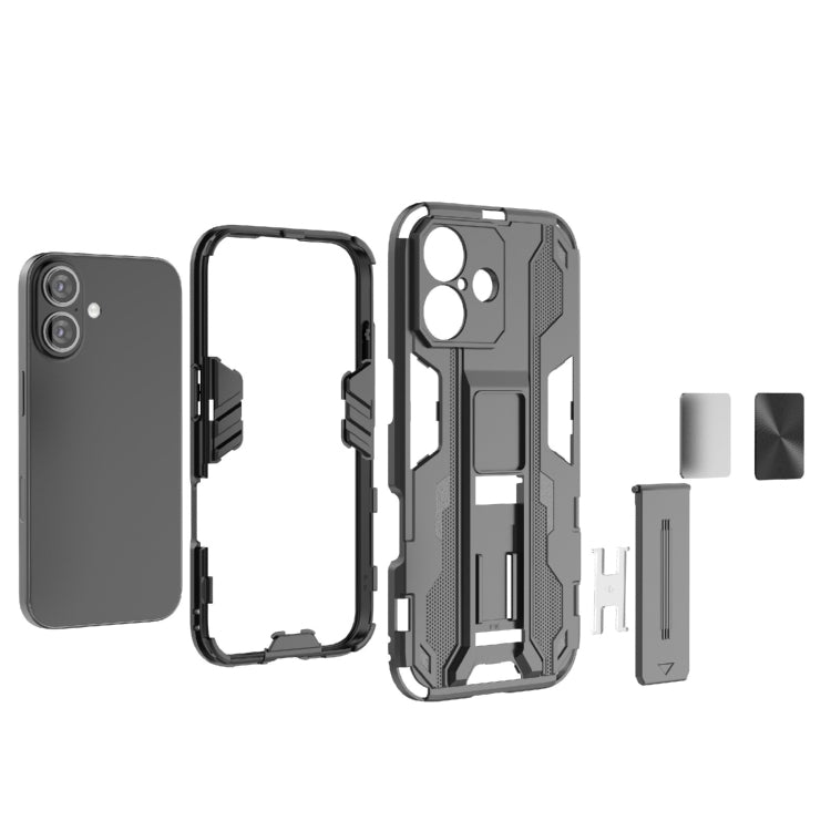 For iPhone 16 Supersonic PC + TPU Holder Phone Case(Blue)