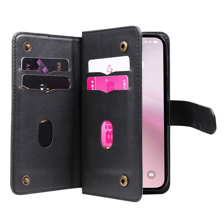 For iPhone 16e Multi-Function Wallet 10 Card Slots Leather Phone Case(Black) - free shipping - PMC TechLife - Order now!