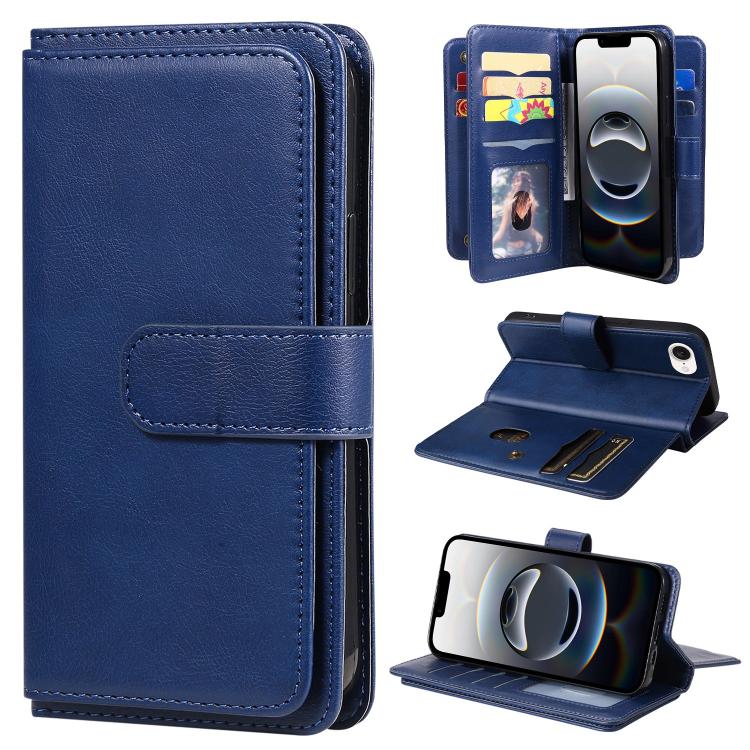 For iPhone 16e Multi-Function Wallet 10 Card Slots Leather Phone Case(Dark Blue) - iPhone 16e Cases by PMC TechLife | Online Shopping South Africa | PMC TechLife | Buy Now Pay Later Mobicred