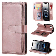 For iPhone 16e Multi-Function Wallet 10 Card Slots Leather Phone Case(Rose Gold)