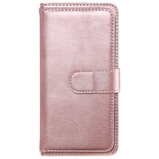 For iPhone 16e Multi-Function Wallet 10 Card Slots Leather Phone Case(Rose Gold)