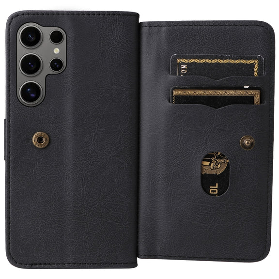 For Samsung Galaxy S25 Ultra 5G Multi-Function Wallet 10 Card Slots Leather Phone Case(Black)