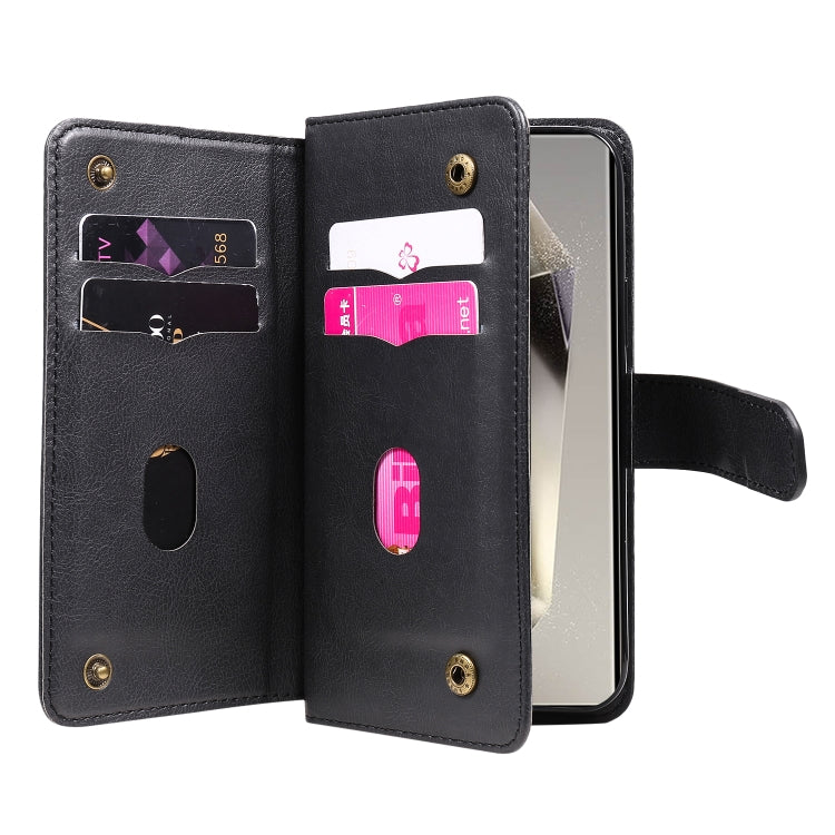 For Samsung Galaxy S25 Ultra 5G Multi-Function Wallet 10 Card Slots Leather Phone Case(Black)