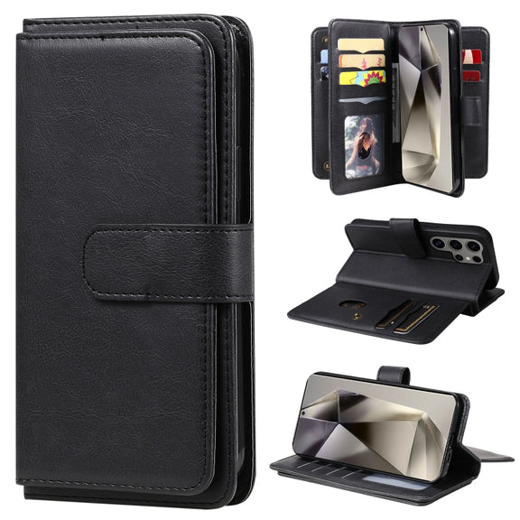 For Samsung Galaxy S25 Ultra 5G Multi-Function Wallet 10 Card Slots Leather Phone Case(Black)