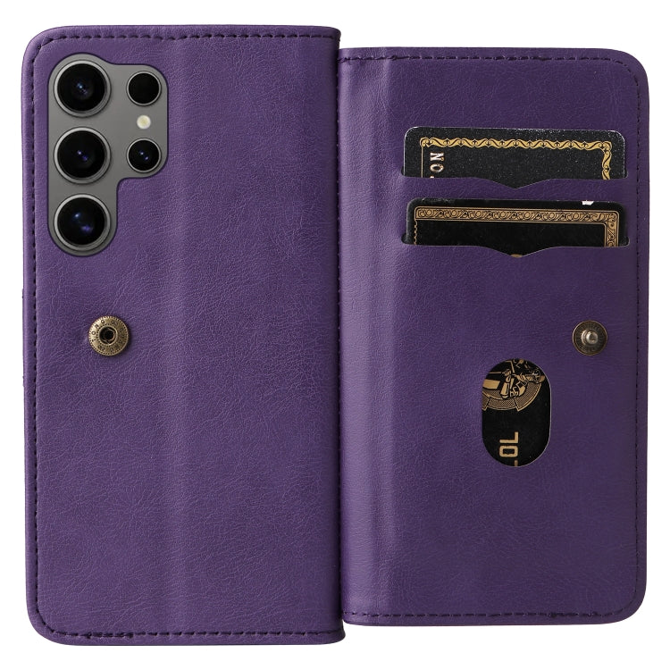 For Samsung Galaxy S25 Ultra 5G Multi-Function Wallet 10 Card Slots Leather Phone Case(Violet) - Galaxy S25 Ultra 5G Cases by PMC Jewellery | Online Shopping South Africa | PMC Jewellery | Buy Now Pay Later Mobicred