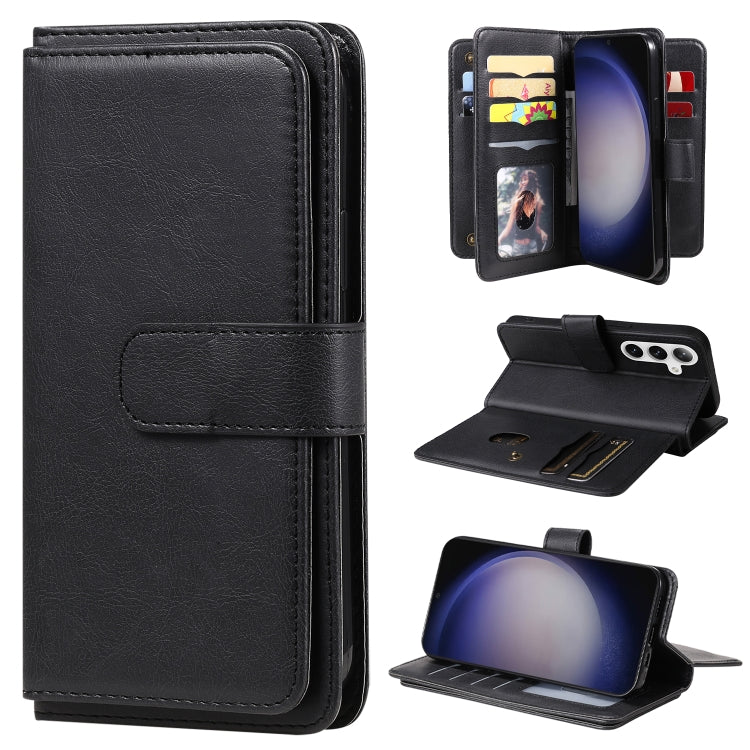 For Samsung Galaxy S25 / S24 5G Multi-Function Wallet 10 Card Slots Leather Phone Case(Black) - free shipping - PMC Jewellery - Order now!