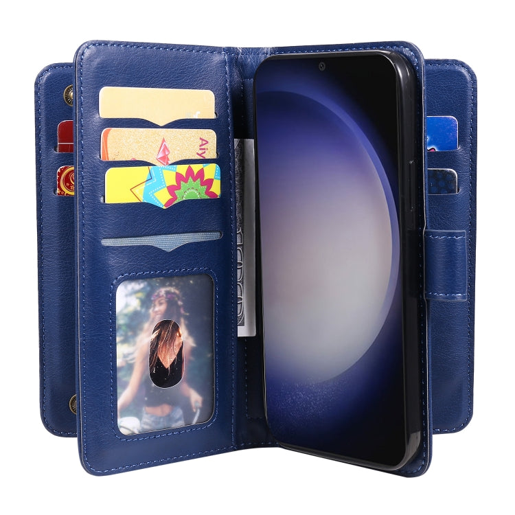 For Samsung Galaxy S25 / S24 5G Multi-Function Wallet 10 Card Slots Leather Phone Case(Dark Blue) - Galaxy S25 5G Cases by PMC Jewellery | Online Shopping South Africa | PMC Jewellery | Buy Now Pay Later Mobicred