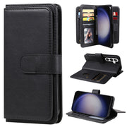 For Samsung Galaxy S25+ / S24+ 5G Multi-Function Wallet 10 Card Slots Leather Phone Case(Black)