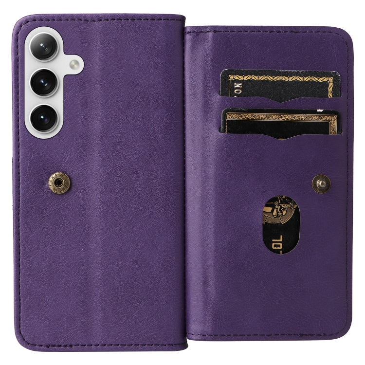 For Samsung Galaxy S25+ / S24+ 5G Multi-Function Wallet 10 Card Slots Leather Phone Case(Violet) - Galaxy S25+ 5G Cases by PMC Jewellery | Online Shopping South Africa | PMC Jewellery | Buy Now Pay Later Mobicred