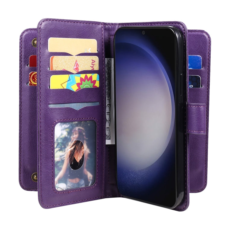 For Samsung Galaxy S25+ / S24+ 5G Multi-Function Wallet 10 Card Slots Leather Phone Case(Violet) - Galaxy S25+ 5G Cases by PMC Jewellery | Online Shopping South Africa | PMC Jewellery | Buy Now Pay Later Mobicred