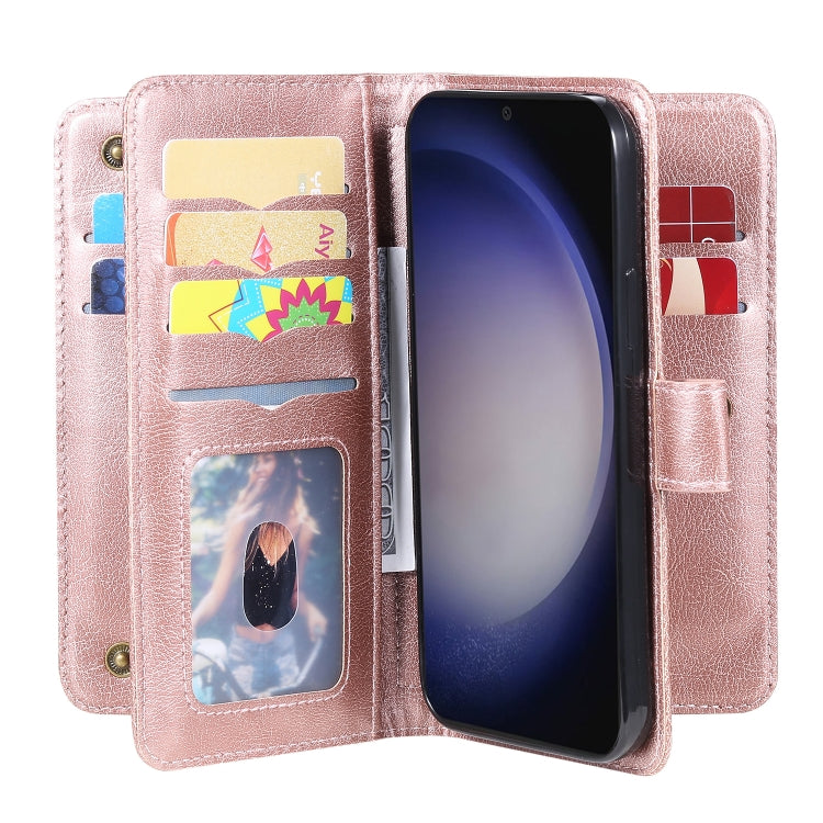 For Samsung Galaxy S25+ / S24+ 5G Multi-Function Wallet 10 Card Slots Leather Phone Case(Rose Gold) - Galaxy S25+ 5G Cases by PMC Jewellery | Online Shopping South Africa | PMC Jewellery | Buy Now Pay Later Mobicred