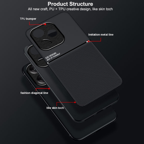 For Redmi K70 Ultra Classic Tilt Strip Grain Magnetic Shockproof PC + TPU Phone Case(Red)