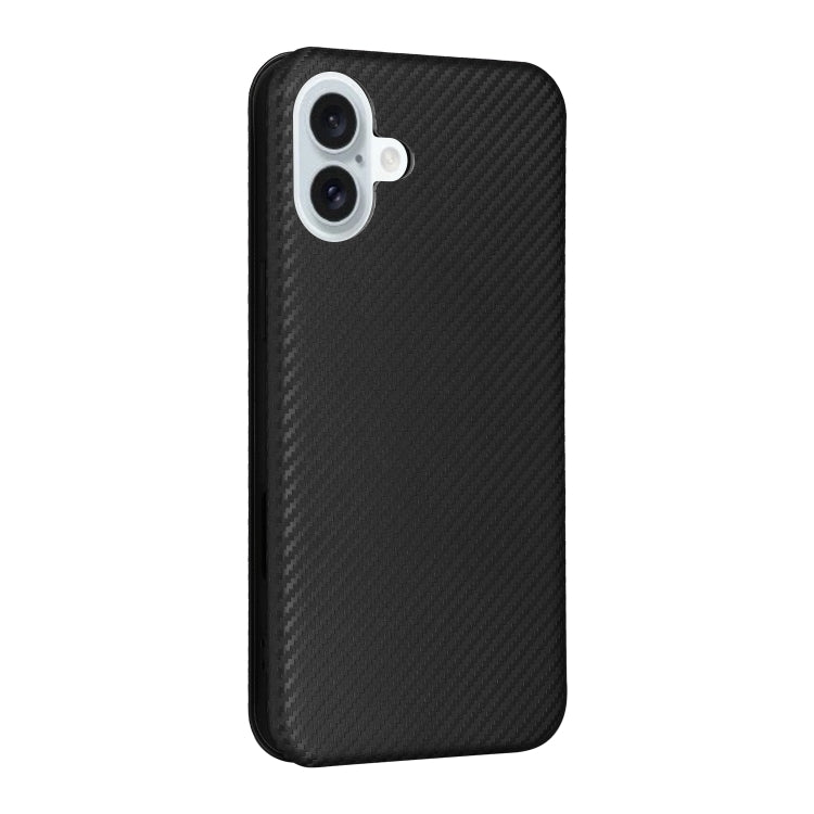 For iPhone 16 Plus Carbon Fiber Texture Flip Leather Phone Case(Black) - free shipping - PMC TechLife - Order now!
