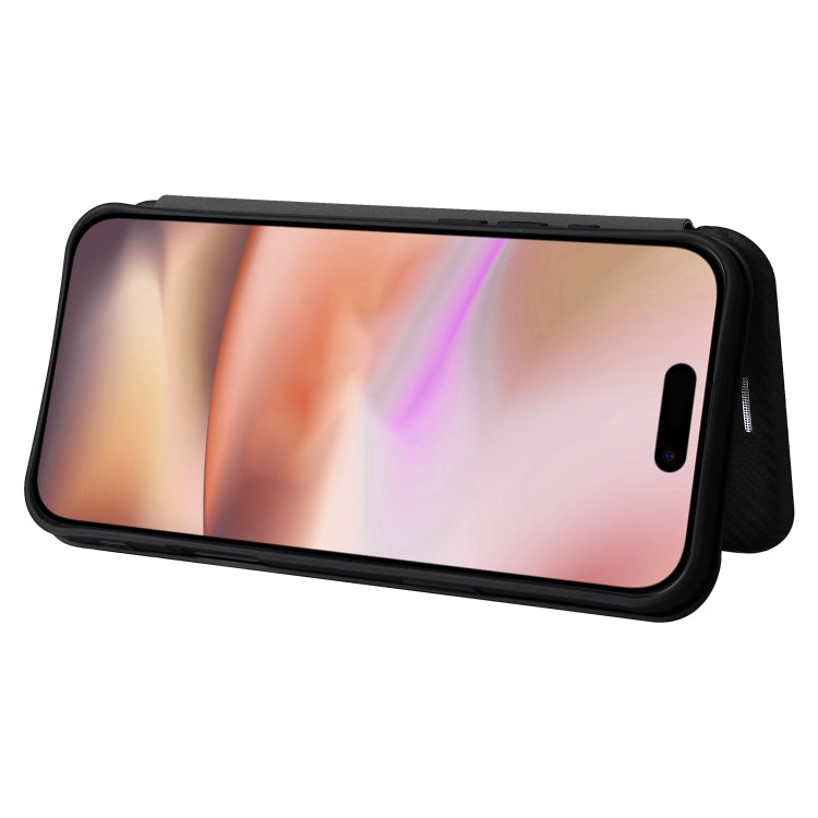 For iPhone 16 Plus Carbon Fiber Texture Flip Leather Phone Case(Black) - free shipping - PMC TechLife - Order now!