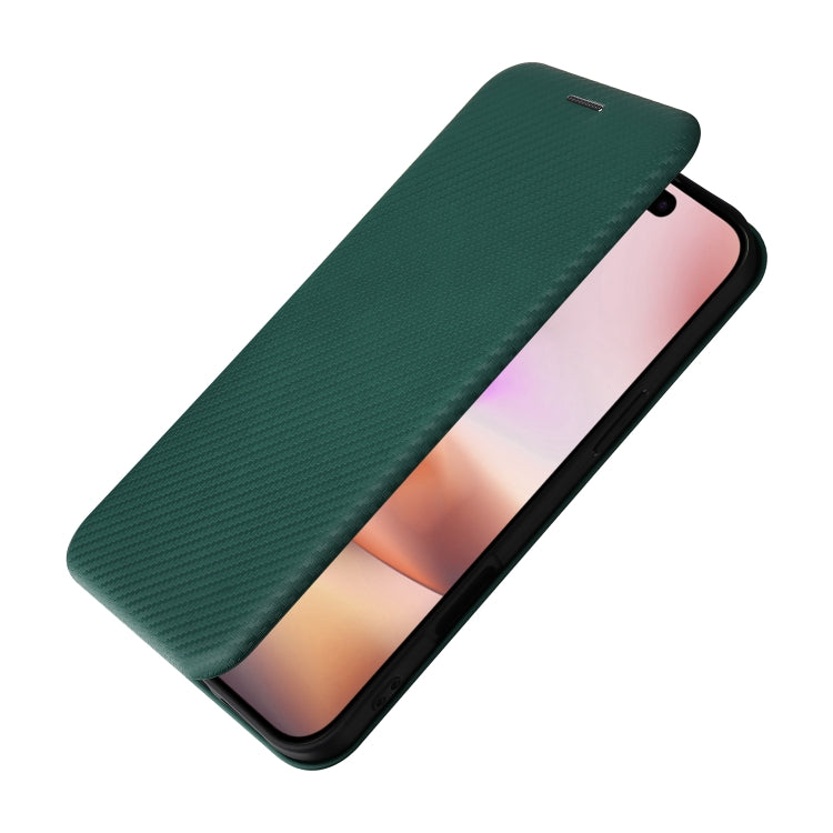 For iPhone 16 Carbon Fiber Texture Flip Leather Phone Case(Green) - iPhone 16 Cases by PMC TechLife | Online Shopping South Africa | PMC TechLife | Buy Now Pay Later Mobicred