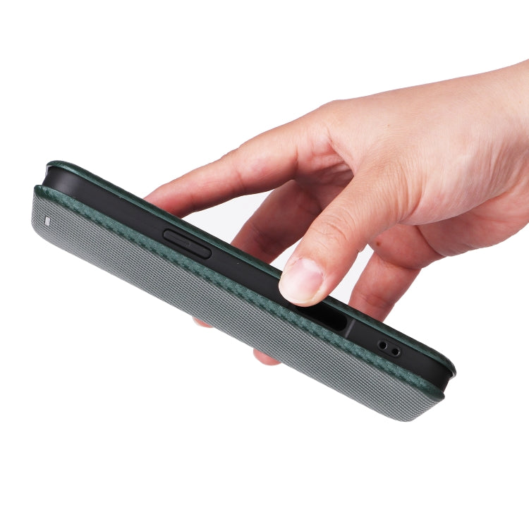 For iPhone 16 Carbon Fiber Texture Flip Leather Phone Case(Green) - iPhone 16 Cases by PMC TechLife | Online Shopping South Africa | PMC TechLife | Buy Now Pay Later Mobicred