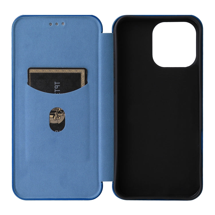For iPhone 16 Pro Carbon Fiber Texture Flip Leather Phone Case(Blue) - iPhone 16 Pro Cases by PMC TechLife | Online Shopping South Africa | PMC TechLife | Buy Now Pay Later Mobicred