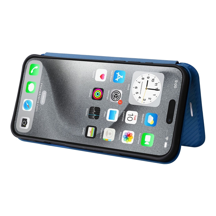 For iPhone 16 Pro Carbon Fiber Texture Flip Leather Phone Case(Blue) - iPhone 16 Pro Cases by PMC TechLife | Online Shopping South Africa | PMC TechLife | Buy Now Pay Later Mobicred