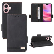 For iPhone 16 Plus Magnetic Clasp Leather Phone Case(Black)